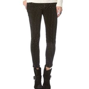 Free People Velvet Skinny Pants Polka Dot Cropped